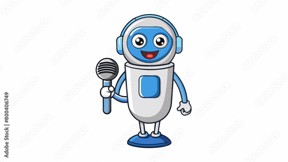 A virtual assistant with a microphone symbol ready to listen and respond to voice commands. It can access information perform tasks and control. Cartoon Vector. A virtual assistant with a microphone symbol ready to listen and respond to voice commands. It can access information perform tasks and control. Cartoon Vector.
