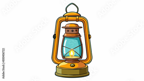 A vintage lantern passed down through generations sat on a windowsill. Its brass exterior was tarnished with age but still polished to a shine in some. Cartoon Vector.