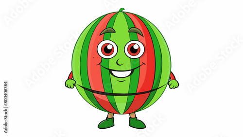 A watermelon with bold colorful stripes running down its sides unlike any other watermelon seen before. This genetically engineered fruit has been. Cartoon Vector.