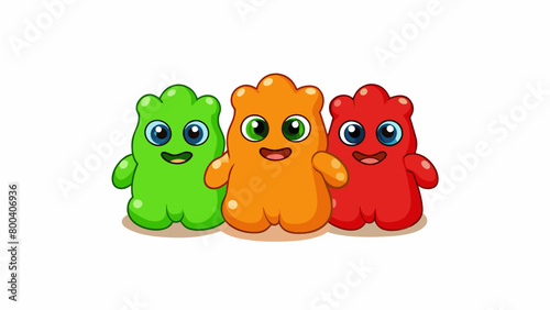 Adorable gummy creatures with a smooth shiny exterior and a slightly sticky surface irresistible to both kids and adults.  on white background . Cartoon Vector.