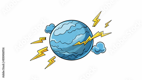 Although it may seem serene from afar Neptunes stormy surface is actually quite active with frequent bursts of lightning and intricate cloud. Cartoon Vector. photo