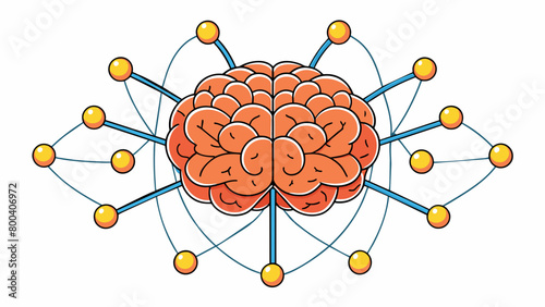 An abstract representation of a brain with countless neurons and synapses firing and transmitting information to each other. The network constantly. Cartoon Vector.