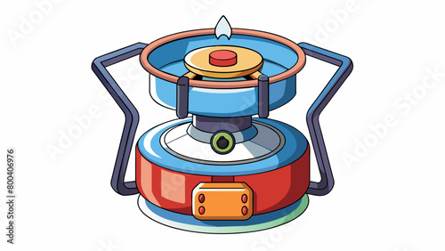 An advanced camp stove with a builtin igniter and a fuel gauge to monitor the remaining propane. It has a large cooking surface perfect for making. Cartoon Vector.