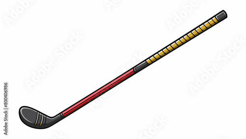 An allblack ice hockey stick made for professional players measuring up to six feet in length. It has a stiff tapered shaft made of graphite for. Cartoon Vector.