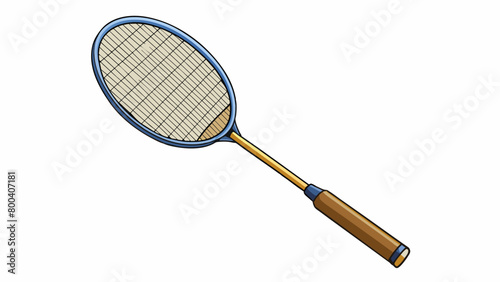 Another badminton racket has a shorter sier frame made of graphite material. It has a stiff shaft for increased power and accuracy in shots.  on. Cartoon Vector.