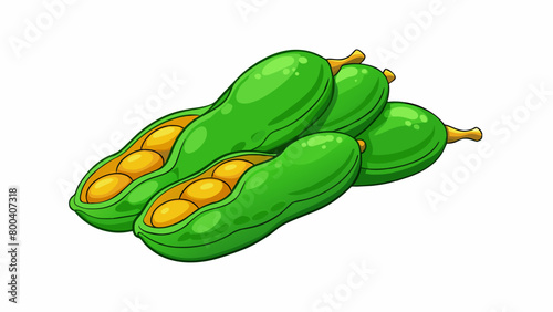 Crisp and crunchy to the touch green beans have a smooth outer texture and a firm inner texture similar to that of a carrot.  on white background . Cartoon Vector.