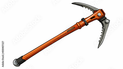 Designed for intrepid explorers this ice axe is equipped with a sleek black shaft ergonomic handle and sharp lowprofile pick. It also features a. Cartoon Vector.