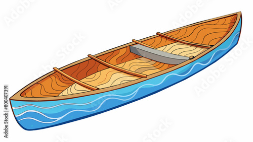 Floating peacefully on a quiet river the canoes smooth surface was adorned with delicate and intricate patterns. As the captain paddled it glided. Cartoon Vector.
