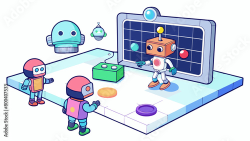 In a virtual game world the AI algorithm controls the behavior of nonplayer characters making them react in realistic ways to the actions of the. Cartoon Vector.
