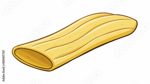 Peelable Snack A long elongated object with a peeling skin that reveals a pale yellow when removed. The skin is thin but firm and the is slightly. Cartoon Vector. photo