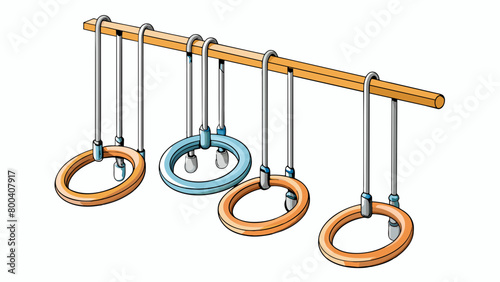 Suspended in the air by a complex system of pulleys and ropes the gymnastics rings are made of sleek silver metal their smoothness interrupted only by. Cartoon Vector.