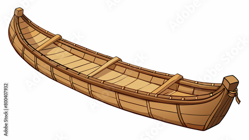 The canoe made from a thick layer of bark was traditionally used by indigenous tribes for fishing and transportation. Crafted with precision its. Cartoon Vector.