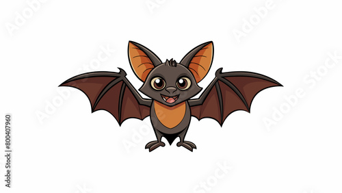 The bat had sleek black wings that stretched out to almost twice its body length. Its head was small compared to its body with large pointed ears and. Cartoon Vector.