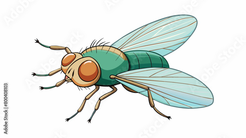 The fly is intricately handtied with a delicate thread body and wispy feathers for wings. The natural colors and lifelike appearance mimic the insects. Cartoon Vector. photo