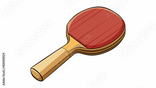The handle of a table tennis racket is typically made of lightweight wood with a smooth and ergonomic shape for easy maneuvering. It may also have a. Cartoon Vector.