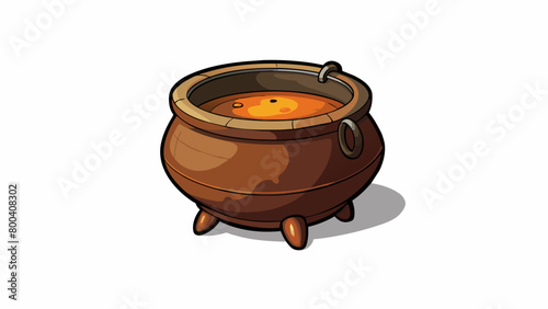The small cauldron was made of thick earthenware the edges chipped and worn from frequent stirring. It emitted a warm earthy scent promising. Cartoon Vector.