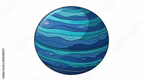 The surface of Neptune is dotted with dark patches and streaks evidence of the powerful storms and winds that sweep across the planet.  on white. Cartoon Vector.