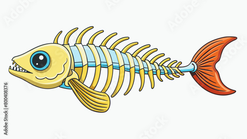 The third illustration is of a fish skeleton made up of a series of interconnected vertebrae that allow for both flexibility and protection of . It. Cartoon Vector.