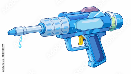 The water gun is made of clear plastic revealing its inner workings. As it is pumped the internal pressure builds up and can shoot a powerful stream. Cartoon Vector.