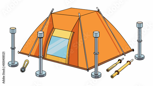This heavyduty tent pole repair kit is ideal for larger tents and shelters. It includes heavygauge steel poles reinforced with nylon bands for extra. Cartoon Vector.
