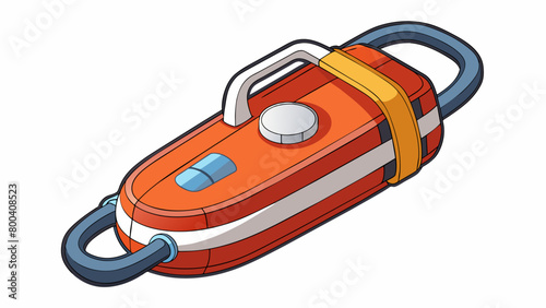 This lifesaving device has a builtin whistle attached to the front for signaling for help in case of an emergency. The jacket also has a sy grab. Cartoon Vector.