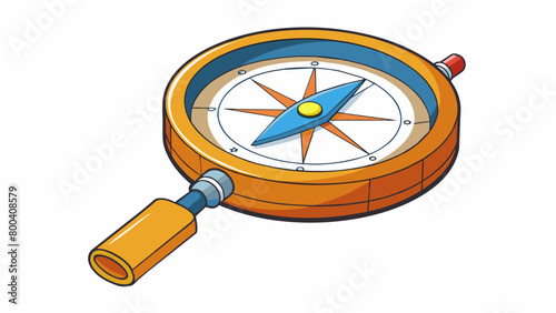 This type of compass is similar to a protractor with a circular base and a rotating compass dial marked in 360 degrees. It also features a magnifying. Cartoon Vector.
