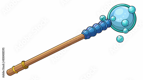 This unique bubble wand has a wand handle made of ecofriendly bamboo with a large sphere at the end that produces an abundance of bubbles with just. Cartoon Vector.