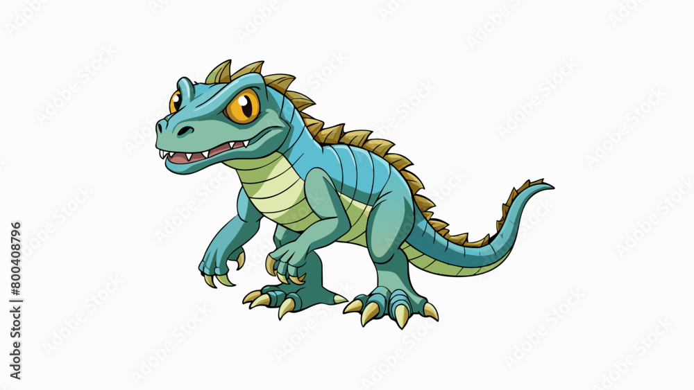 A bipedal creature with rough scaly skin and a long slike tail. Its reptilian face is adorned with sharp teeth and a forked tongue and its four arms. Cartoon Vector. A bipedal creature with rough scaly skin and a long slike tail. Its reptilian face is adorned with sharp teeth and a forked tongue and its four arms. Cartoon Vector.
