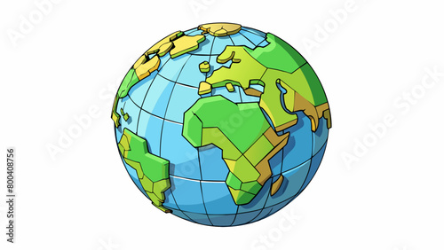A 3D model of the Earth made entirely out of biodegradable materials highlighting the fragility and interconnectedness of our planet. The globe can be. Cartoon Vector.