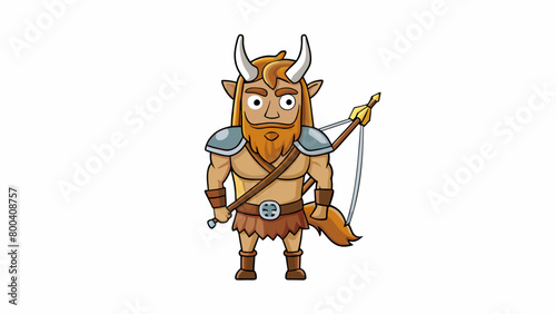 With the upper body of a warrior and the lower body of a horse the Centaur is a formidable creature on the battlefield. Its sharp pointed horns. Cartoon Vector.