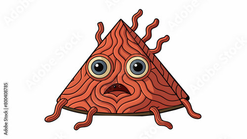 A bizarrelooking object with a flat triangular body and two large bulbous eyes. Its reddishbrown skin is covered in unusual patterns and textures and. Cartoon Vector.