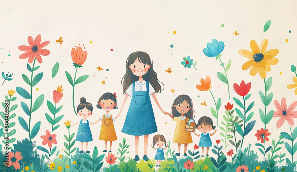 Nursery School Set is an illustration material that is easy to directly fit the design