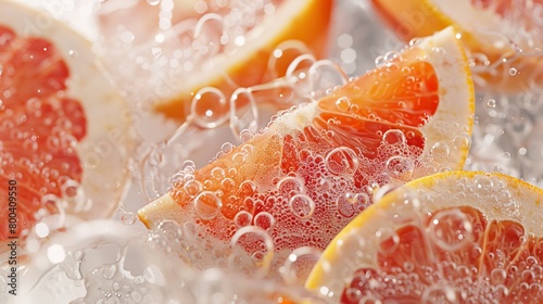 Slices of citrus fruit covered in bubbles