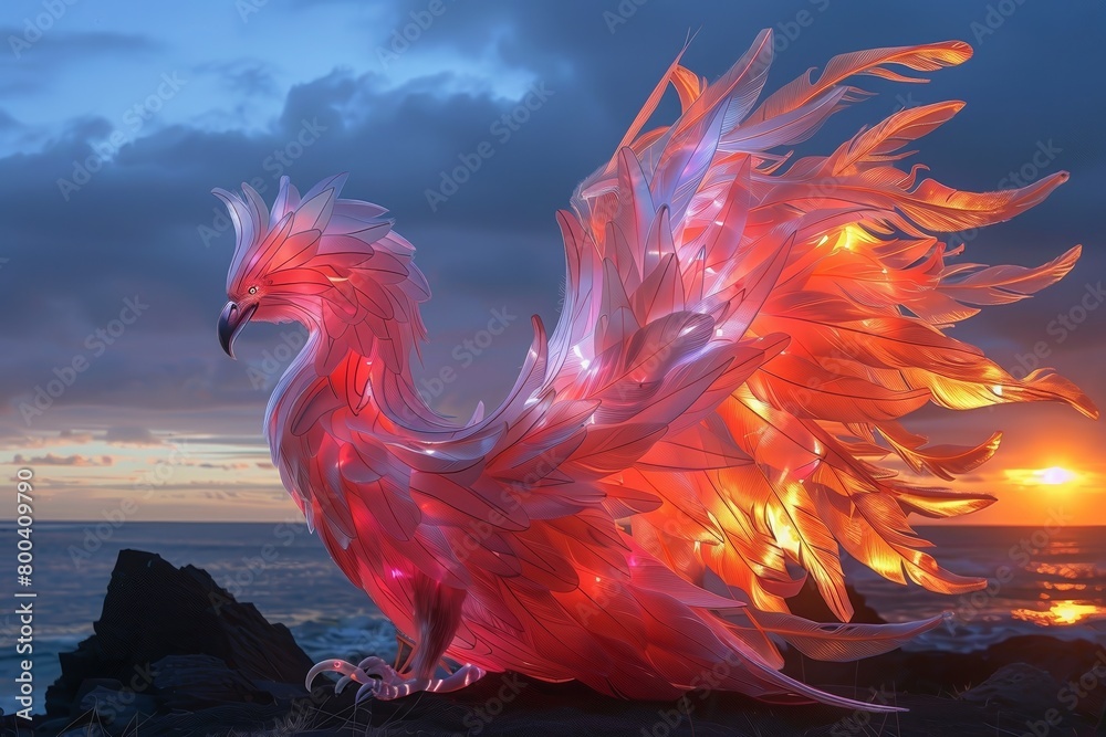 Fototapeta premium A phoenix is a mythical bird that is a symbol of hope, renewal, and life after death.