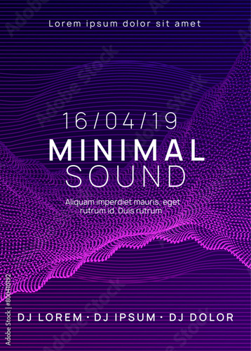 Edm Poster. Dance Festival Element. Sound Event. Electro Vector. Pink Techno Set. Blue Party Background. Electronic Disco Invitation. Green Edm Poster