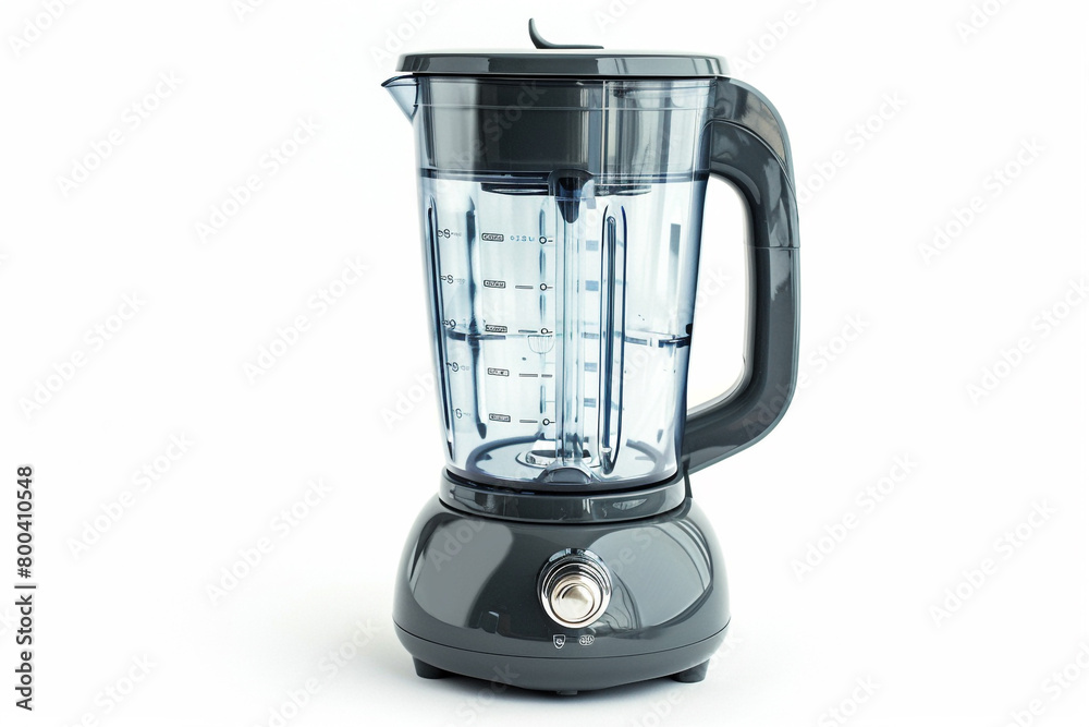 A blender with a compact size and a detachable blending jar for easy pouring and cleaning isolated on a solid white background. A blender with a compact size and a detachable blending jar for easy pouring and cleaning isolated on a solid white background.