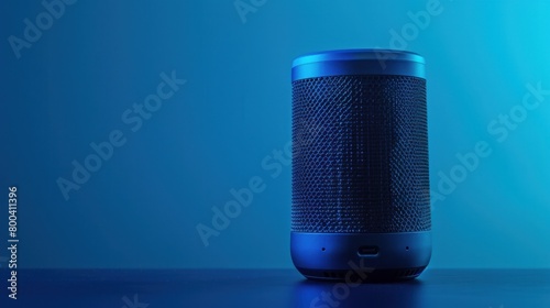 An illustration of a portable acoustics or mobile speaker for playing music, featuring a blue color scheme and perspective view. Suitable for modern party or travel music use.