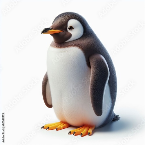 3d penguin  on white