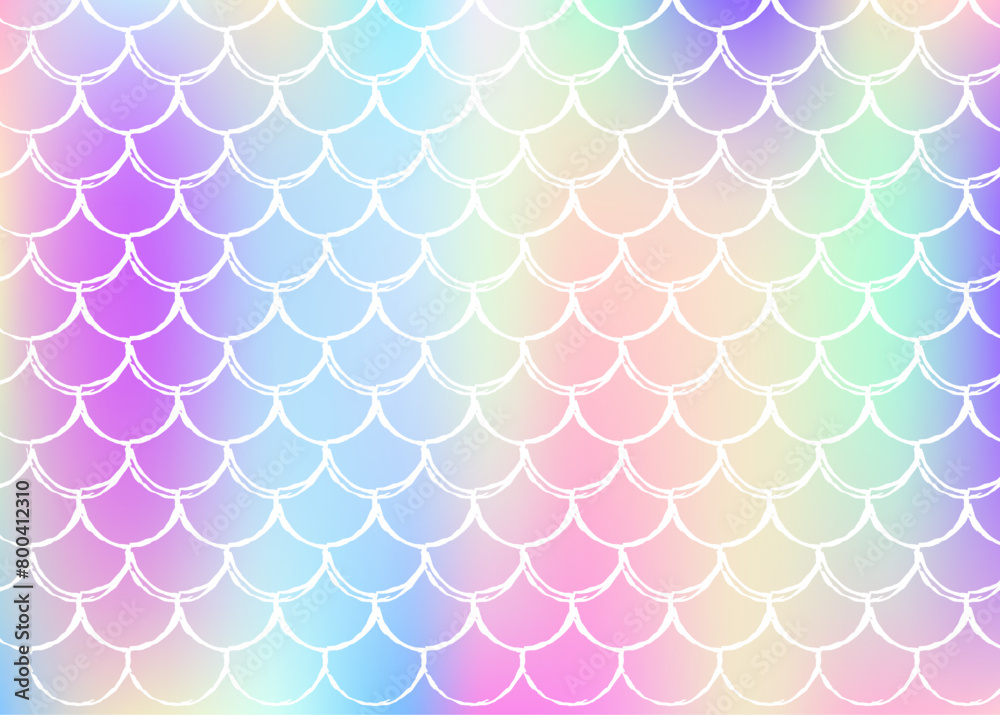 Holographic scale background with gradient mermaid. Bright color transitions. Fish tail banner and invitation. Underwater and sea pattern for girlie party. Pearlescent backdrop with holographic scale. Holographic scale background with gradient mermaid. Bright color transitions. Fish tail banner and invitation. Underwater and sea pattern for girlie party. Pearlescent backdrop with holographic scale.