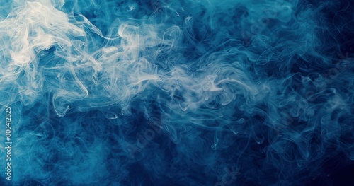 A dark blue water texture background with white smoke and fog © Moinul