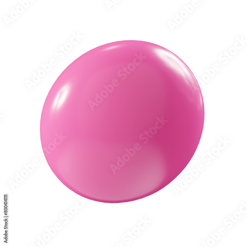 Birthday party popper pink confetti streamer round element 3d render illustration.