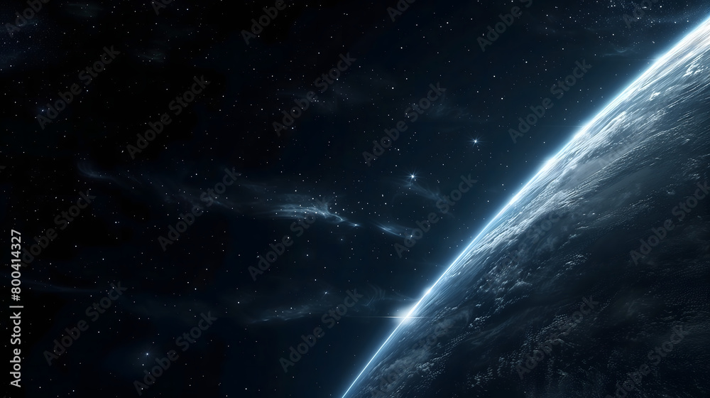 Fototapeta premium Earth Planet Among Glowing Stars in Deep Space