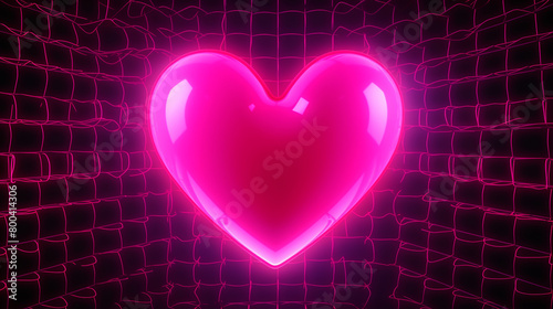 Y2k grid wireframe hearts. 2000s Y2k retro-futuristic aesthetic Happy Valentines Day 