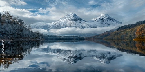 Snow covered Mountain reflecting in a calm lake © Влада Яковенко