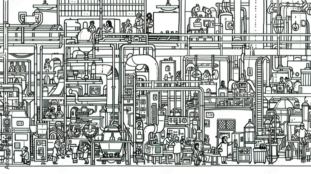 Fototapeta premium Industrial Complexity in Monochrome