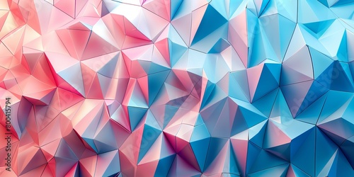 White, Blue and Pink Polygonal Surface with Triangular Pyramids.