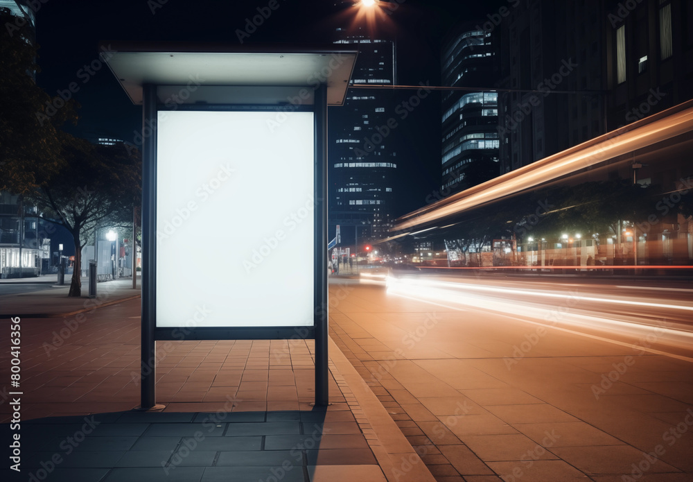 Blank digital signage screen displayed at urban street  billboard mockup stands at the forefront display for advertising in public area concept