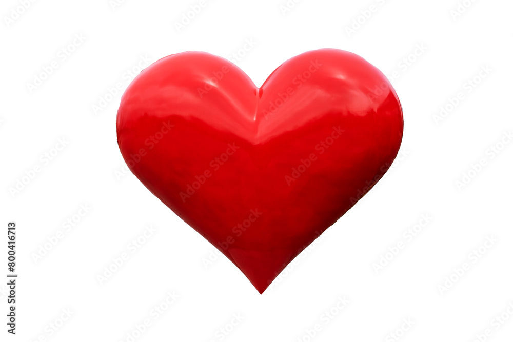 A red convex heart on a white background. Valentine's day.