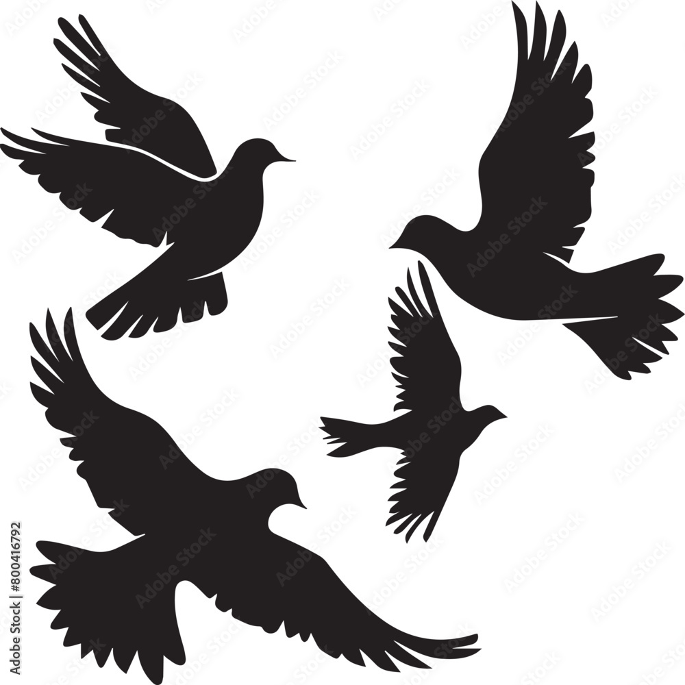 Fototapeta premium set of silhouettes of birds