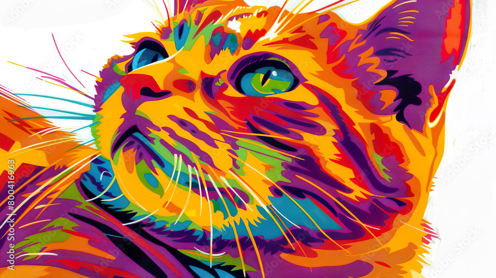 Vibrant Swirl Cat Art